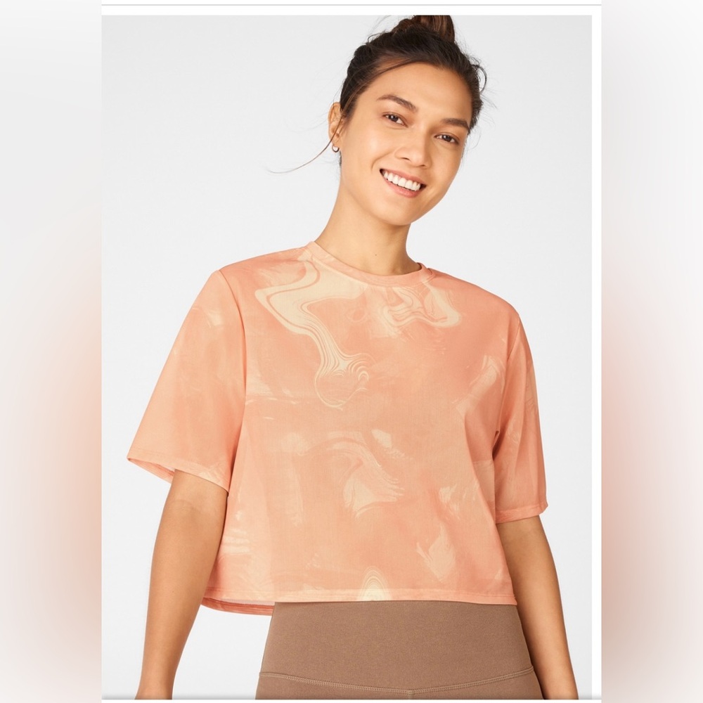 Fabletics Cropped Mesh Lightweight Gym Tee XXS